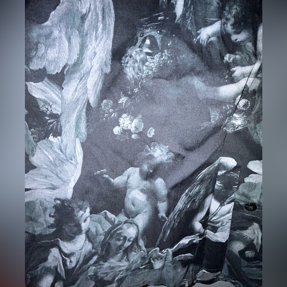 H&M size men’s, medium button-down angel printed long sleeve shirt - Picture 2 of 6